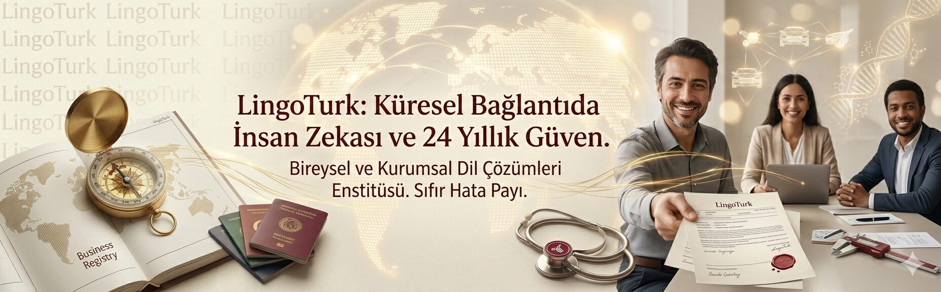 LingoTurk uzman tercüman ekibi ile kurumsal ve bireysel iletişim - 24 yıllık güven ve insan zekası odaklı dil çözümleri.